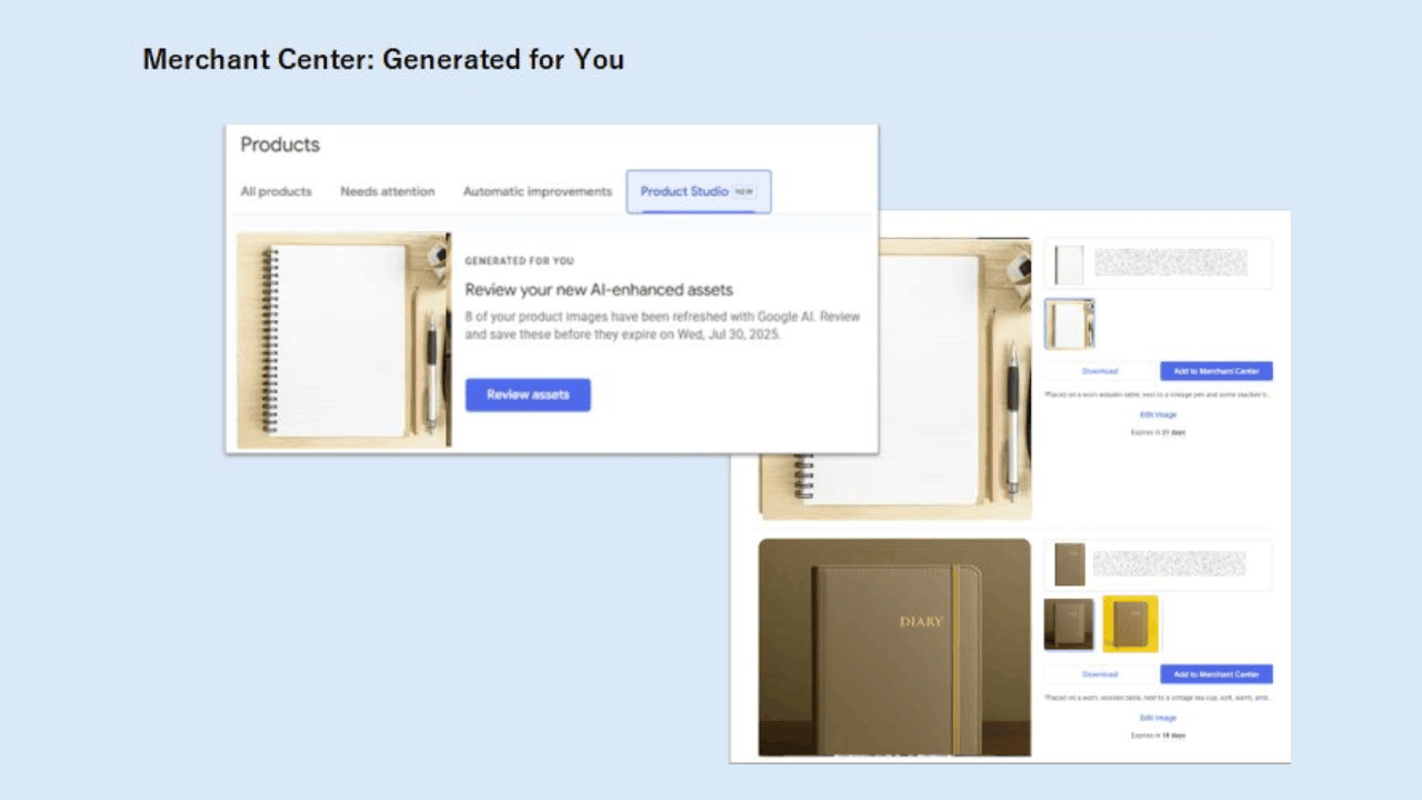 Merchant Center “Generated for You”